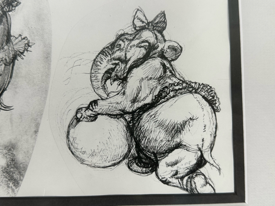 Vintage 1939 Walt Disney Productions Character Model Sheets Of Elephant Dancers For 'Dance Of The Hours' Concert Feature Seq. 1-039 No M 165 C 13.5W X 10.5H Framed 20 X 17 [Photo 10]