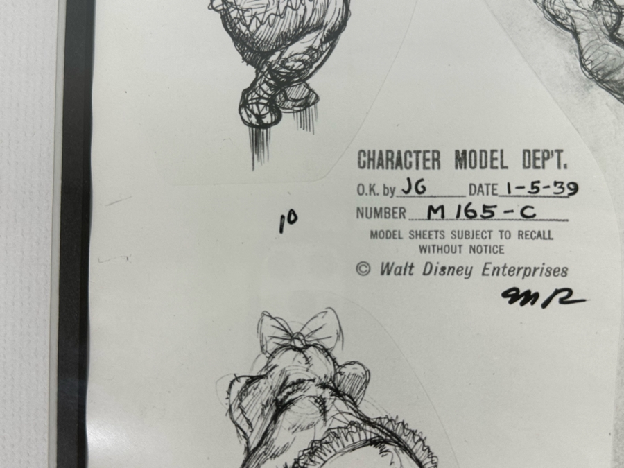 Vintage 1939 Walt Disney Productions Character Model Sheets Of Elephant Dancers For 'Dance Of The Hours' Concert Feature Seq. 1-039 No M 165 C 13.5W X 10.5H Framed 20 X 17 [Photo 13]