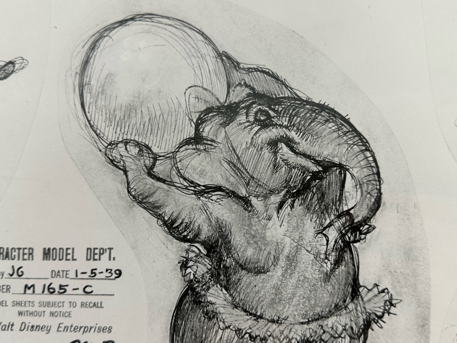 Vintage 1939 Walt Disney Productions Character Model Sheets Of Elephant Dancers For 'Dance Of The Hours' Concert Feature Seq. 1-039 No M 165 C 13.5W X 10.5H Framed 20 X 17 [Photo 8]