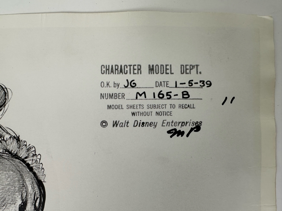 Vintage 1939 Walt Disney Productions Character Model Sheets Of Elephant Dancers For 'Dance Of The Hours' Concert Feature Seq. 1-039 No M 165 B 14W X 11H Unframed [Photo 5]