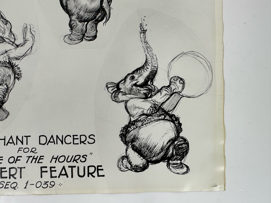 Vintage 1939 Walt Disney Productions Character Model Sheets Of Elephant Dancers For 'Dance Of The Hours' Concert Feature Seq. 1-039 No M 165 B 14W X 11H Unframed [Photo 6]