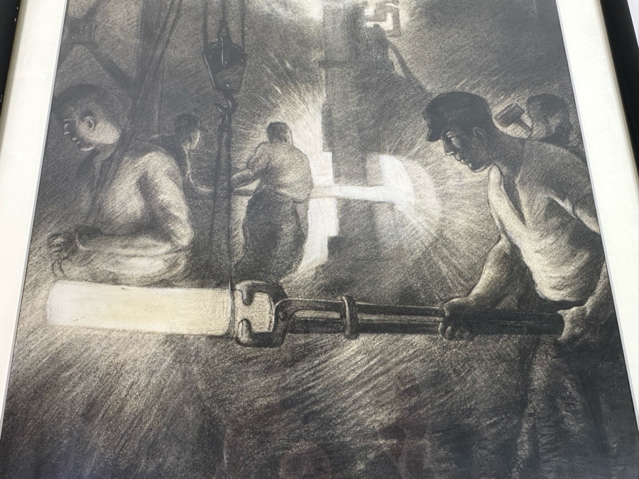 Original Art Deco Machine Age Factory Illustration Signed L Koyro 18.5 X 19.5 Framed 23.5 X 24.5 [Photo 7]