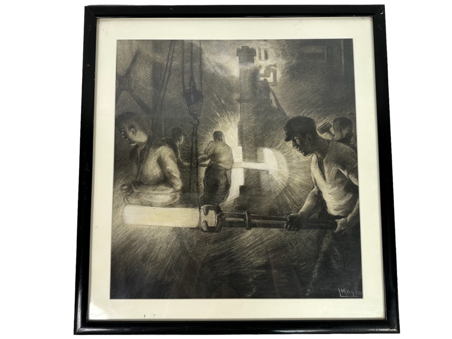 Original Art Deco Machine Age Factory Illustration Signed L Koyro 18.5 X 19.5 Framed 23.5 X 24.5 [Photo 2]