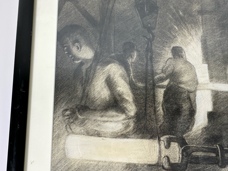 Original Art Deco Machine Age Factory Illustration Signed L Koyro 18.5 X 19.5 Framed 23.5 X 24.5 [Photo 5]