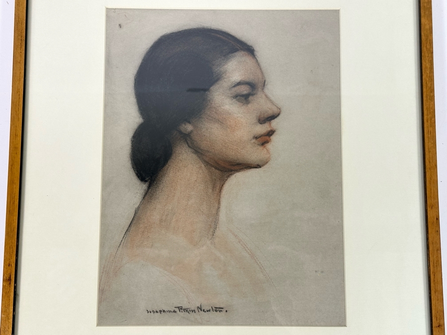 Josephine Pitkin Newton (20th Century, American) Original Pastel Portrait Painting 9 X 12 Framed 16 X 19.5 [Photo 4]