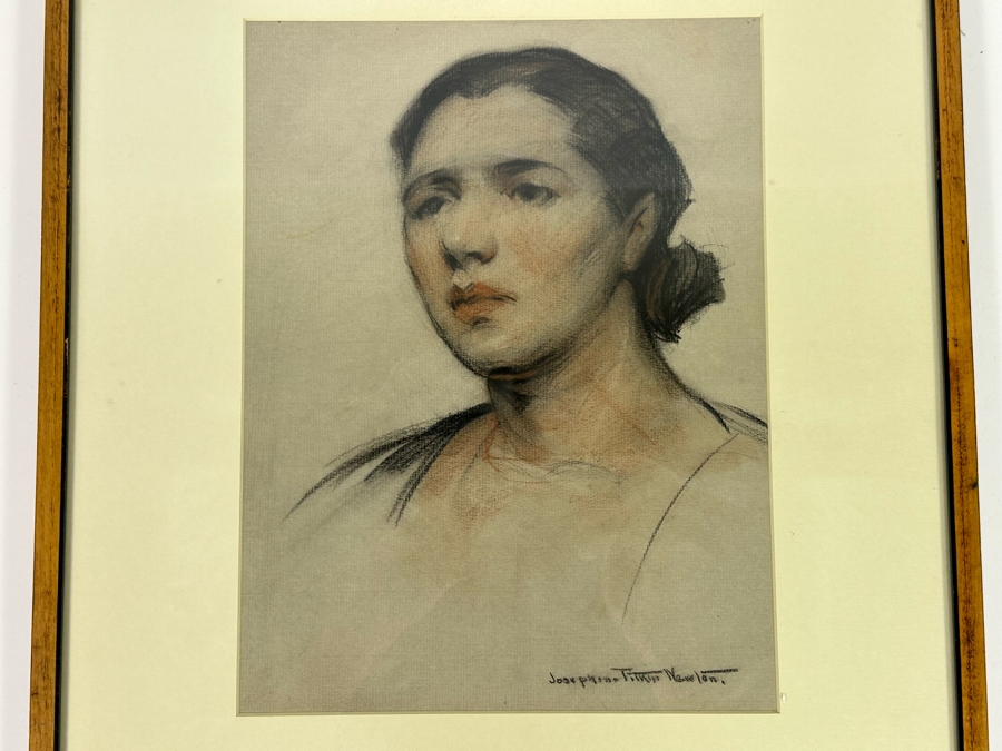 Josephine Pitkin Newton (20th Century, American) Original Pastel Portrait Painting 9 X 12 Framed 16 X 19.5 [Photo 3]