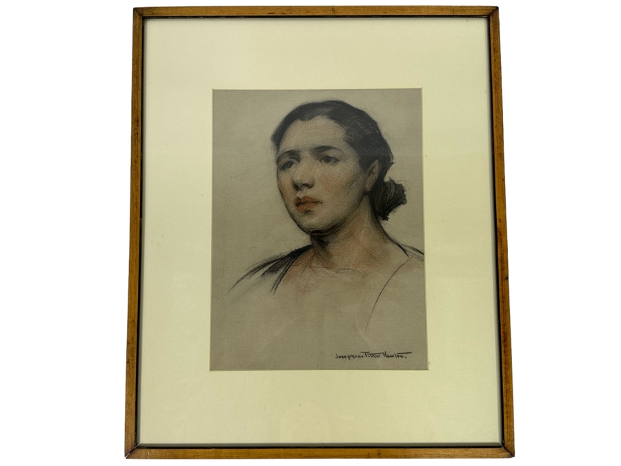 Josephine Pitkin Newton (20th Century, American) Original Pastel Portrait Painting 9 X 12 Framed 16 X 19.5 [Photo 2]