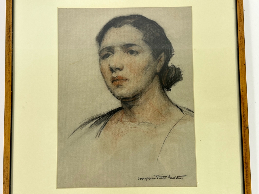 Josephine Pitkin Newton (20th Century, American) Original Pastel Portrait Painting 9 X 12 Framed 16 X 19.5