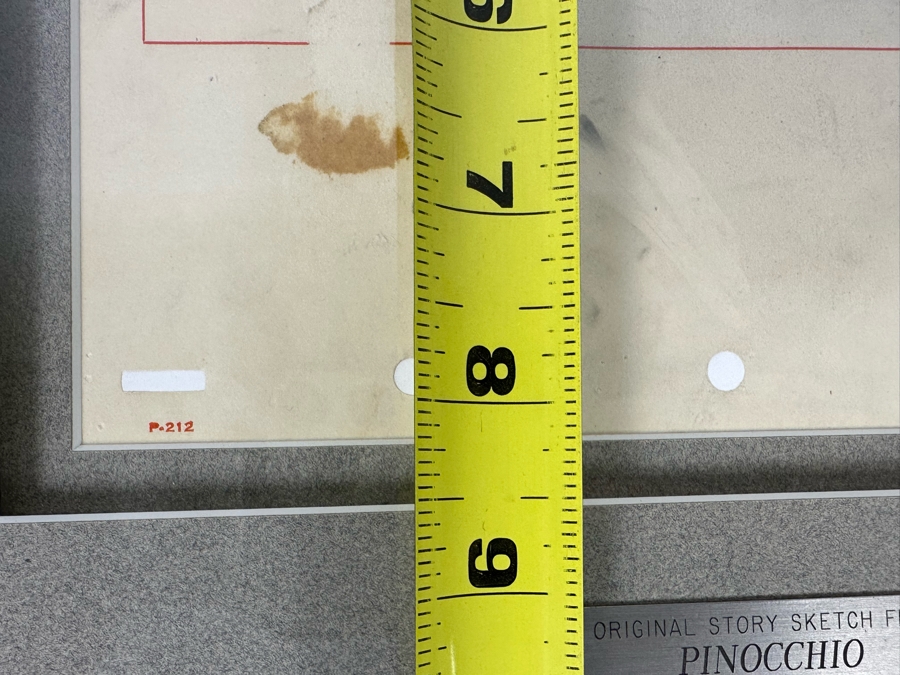 Original Story Sketch From Pinocchio Walt Disney Studios 1939 Of Cat Getting Stuck In A Fishbowl Originally Auctioned Off In 1990 By Christie's (See Info On Back In Photos) 8 X 8.5 Framed 15.5 X 16.5 [Photo 19]