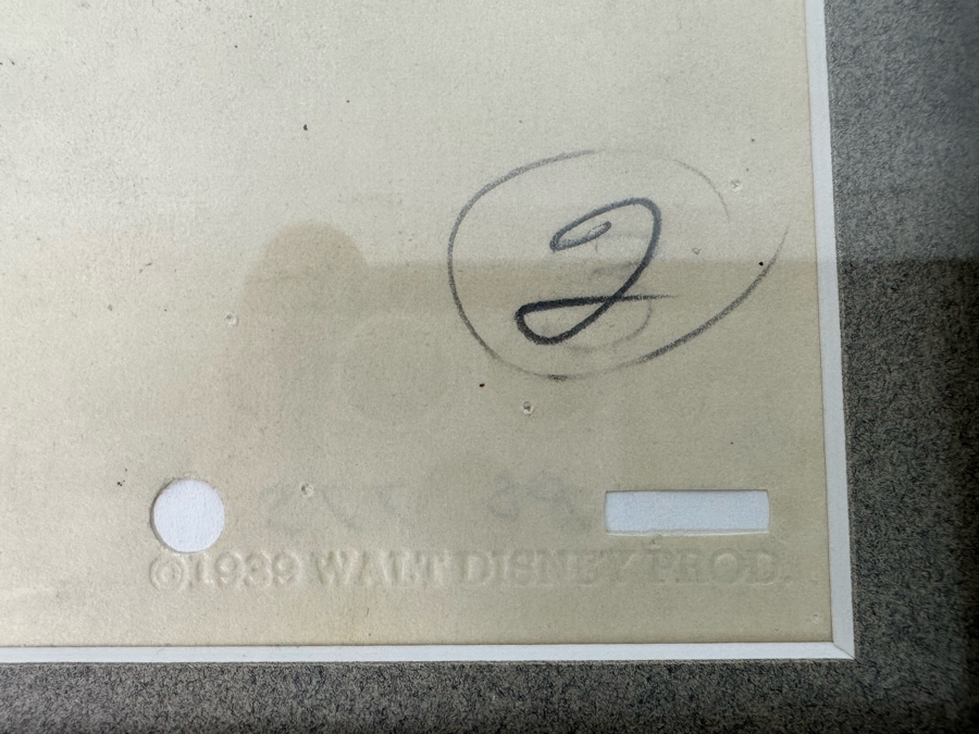 Original Story Sketch From Pinocchio Walt Disney Studios 1939 Of Cat Getting Stuck In A Fishbowl Originally Auctioned Off In 1990 By Christie's (See Info On Back In Photos) 8 X 8.5 Framed 15.5 X 16.5 [Photo 10]