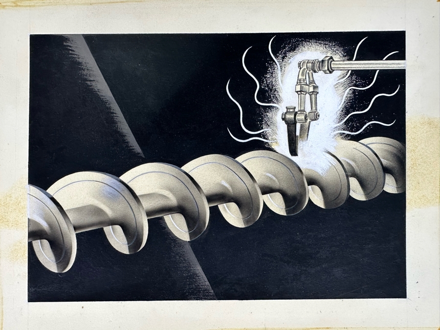 Vintage Original Illustration Art Deco Machine Age Advertising Agency Donahue & Coe, Inc Advertising Age Drawing 9 X 7 On Board 16 X 14 [Photo 2]