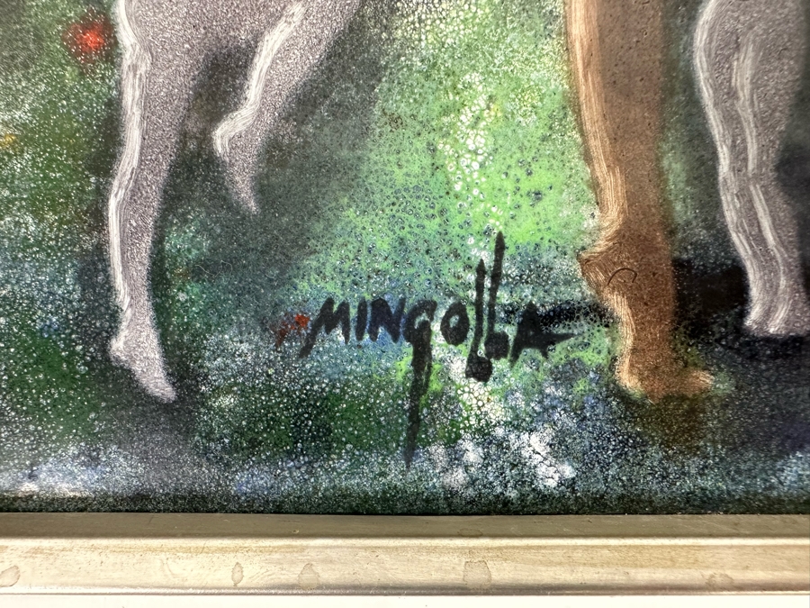 Original Dom Dominic Mingolla Enamel On Copper Artwork Of Dancers 8 X 10 [Photo 4]