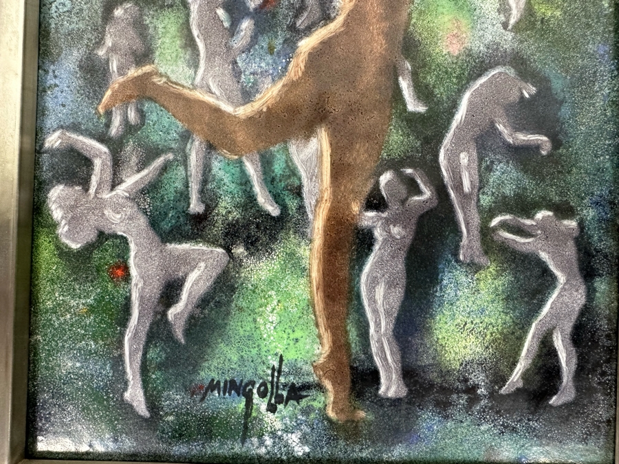 Original Dom Dominic Mingolla Enamel On Copper Artwork Of Dancers 8 X 10 [Photo 5]