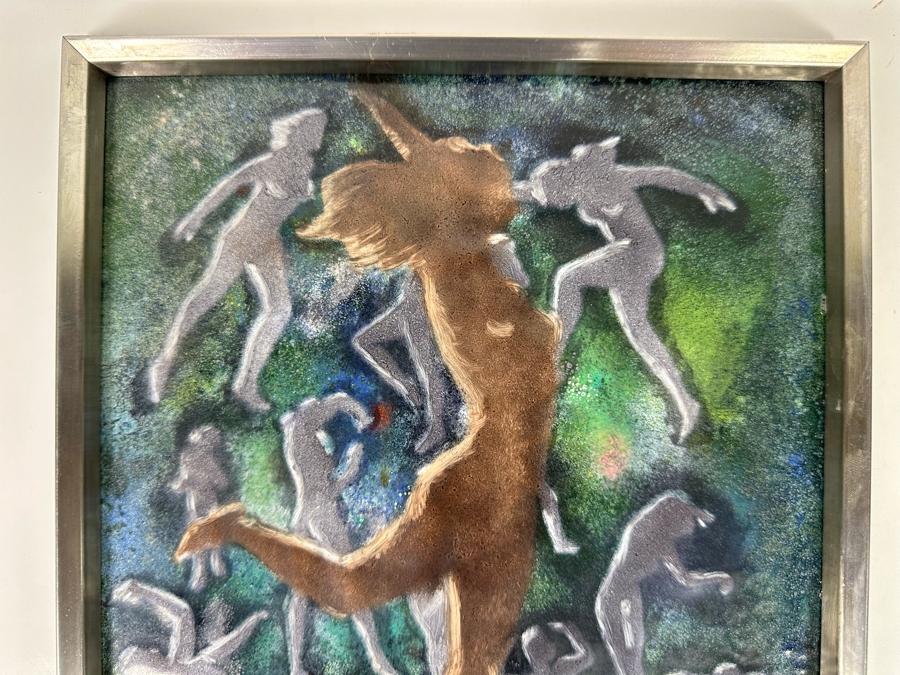 Original Dom Dominic Mingolla Enamel On Copper Artwork Of Dancers 8 X 10 [Photo 2]