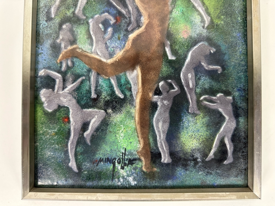 Original Dom Dominic Mingolla Enamel On Copper Artwork Of Dancers 8 X 10 [Photo 3]
