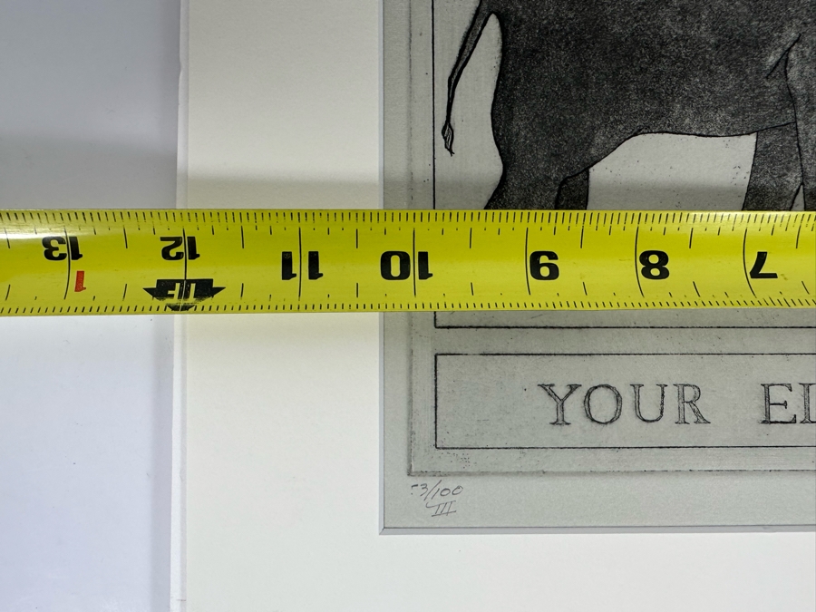 Hand Signed Elizabeth Andrews Etching 'Always Keep Your Elephants Calm' Limited Edition 53 Of 100 III 10 X 9 [Photo 9]