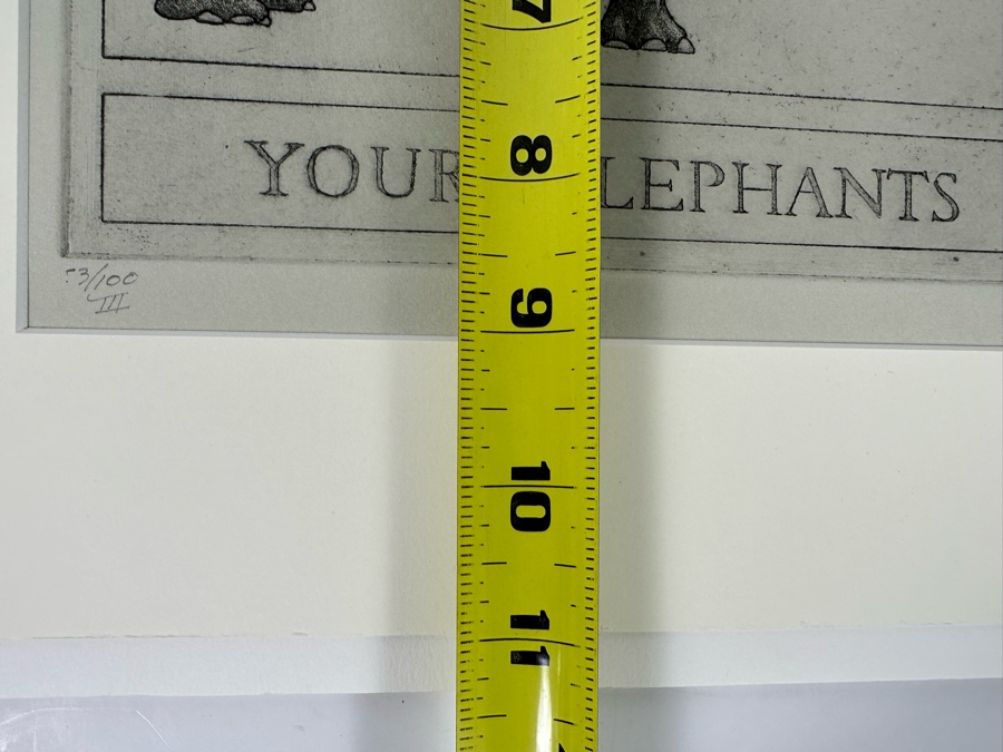 Hand Signed Elizabeth Andrews Etching 'Always Keep Your Elephants Calm' Limited Edition 53 Of 100 III 10 X 9 [Photo 10]