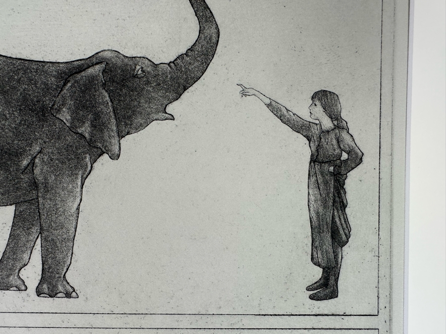Hand Signed Elizabeth Andrews Etching 'Always Keep Your Elephants Calm' Limited Edition 53 Of 100 III 10 X 9 [Photo 7]