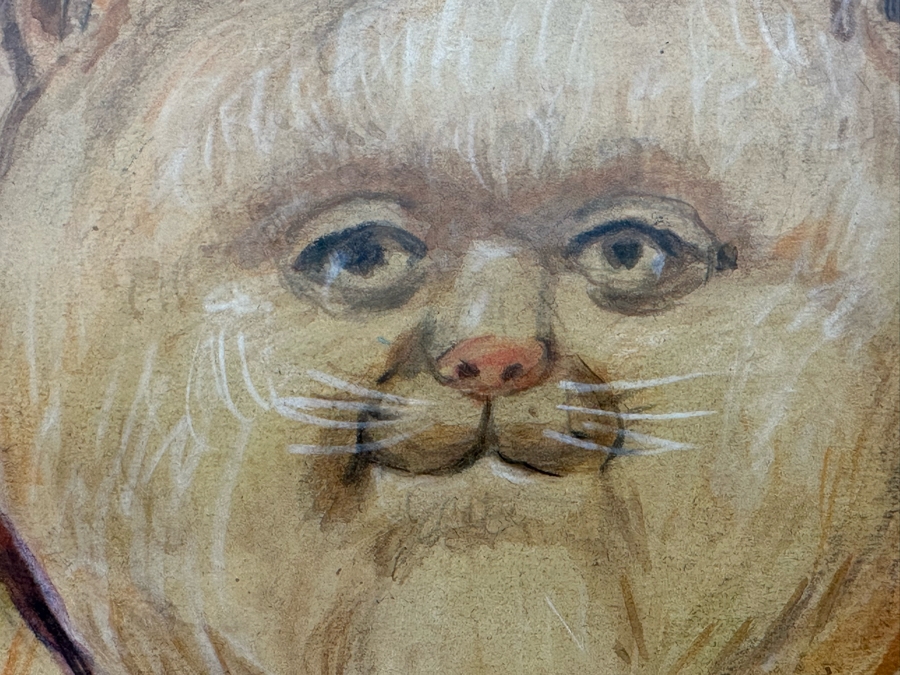 Original Painting After Fernando Botero Fat Cat 8.5 X 8 Framed 17.5 X 16.5 [Photo 8]