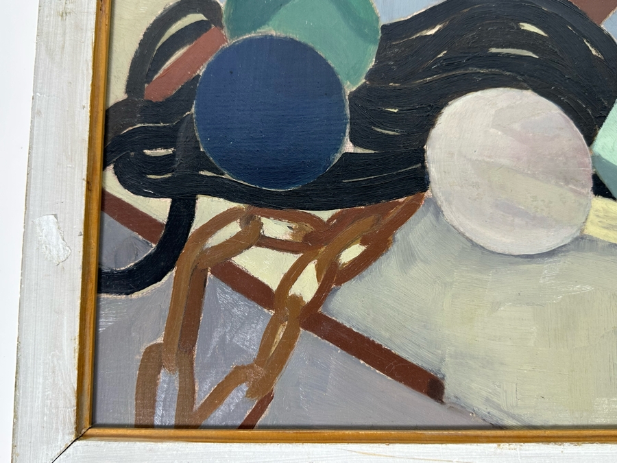 Original Abstract Painting On Board Signed L. Gideon 16 X 13 Framed 18 X 15 [Photo 10]