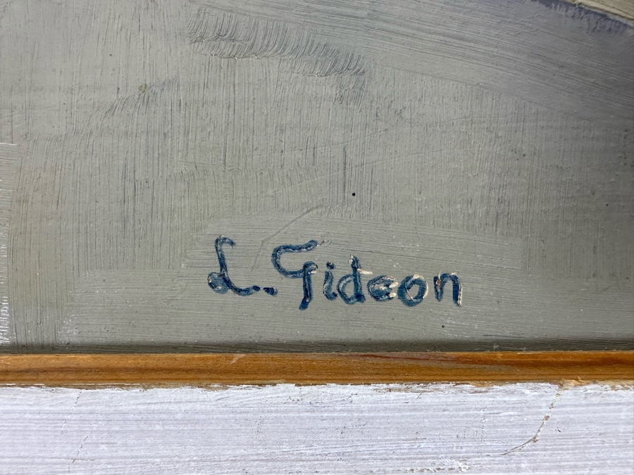 Original Abstract Painting On Board Signed L. Gideon 16 X 13 Framed 18 X 15 [Photo 6]