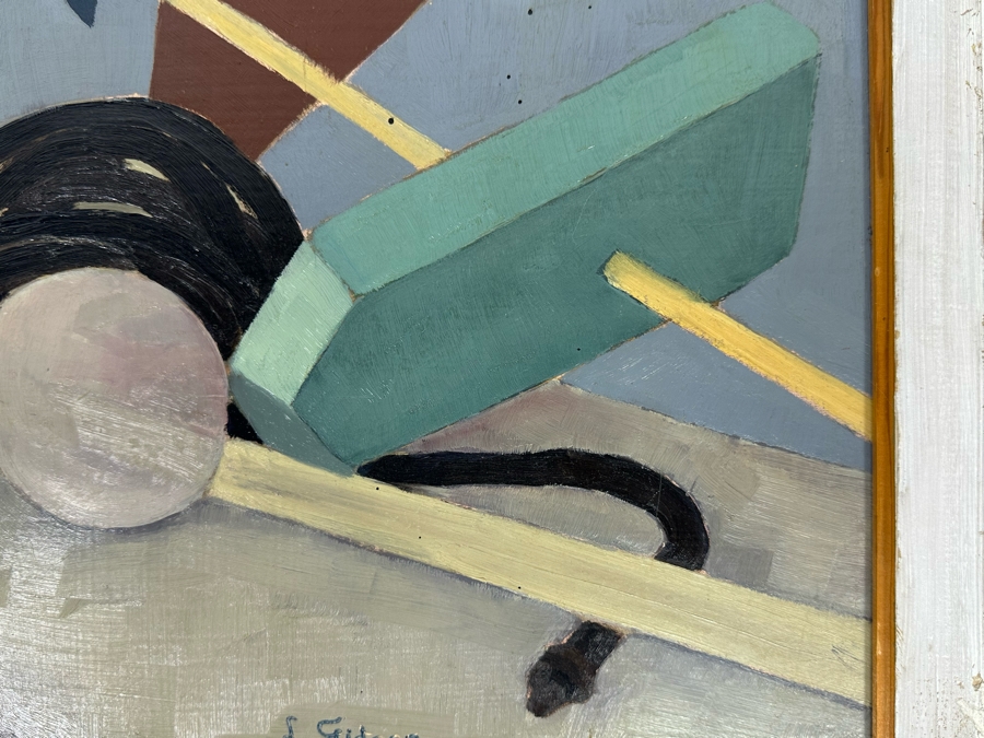 Original Abstract Painting On Board Signed L. Gideon 16 X 13 Framed 18 X 15 [Photo 7]