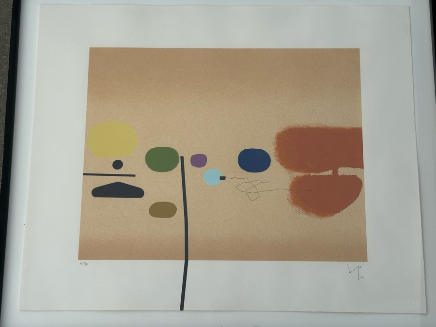Victor Pasmore (1908-1998, British) Composite Image: Orange And Indigo 1984 Screenprint In Colors On Arches Paper Signed With Initials, Dated And Numbered 47 Of 70 Published By Marlborough Fine Art, London England 17 X 21 Framed 34 X 28 [Photo 16]