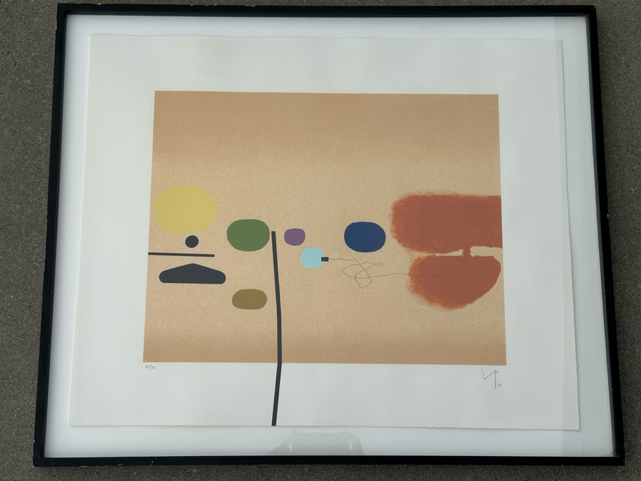 Victor Pasmore (1908-1998, British) Composite Image: Orange And Indigo 1984 Screenprint In Colors On Arches Paper Signed With Initials, Dated And Numbered 47 Of 70 Published By Marlborough Fine Art, London England 17 X 21 Framed 34 X 28 [Photo 4]