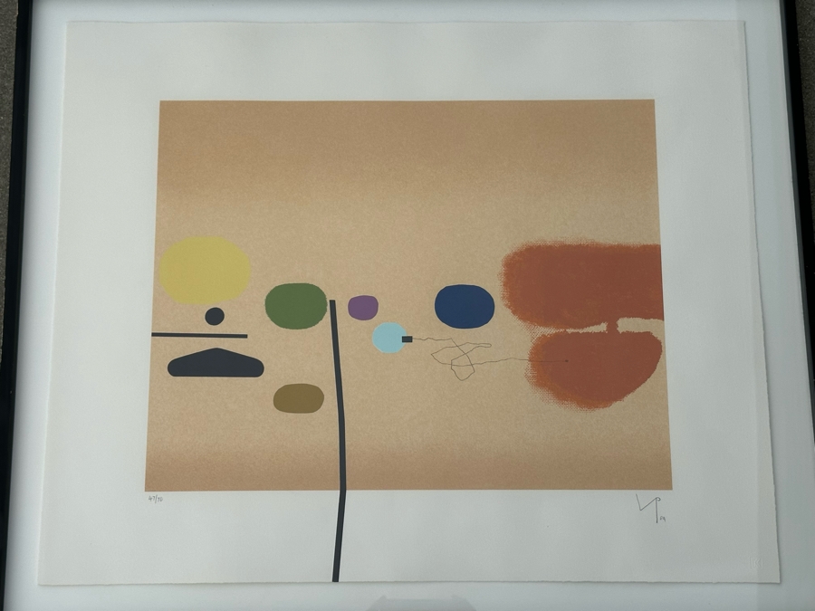 Victor Pasmore (1908-1998, British) Composite Image: Orange And Indigo 1984 Screenprint In Colors On Arches Paper Signed With Initials, Dated And Numbered 47 Of 70 Published By Marlborough Fine Art, London England 17 X 21 Framed 34 X 28 [Photo 5]