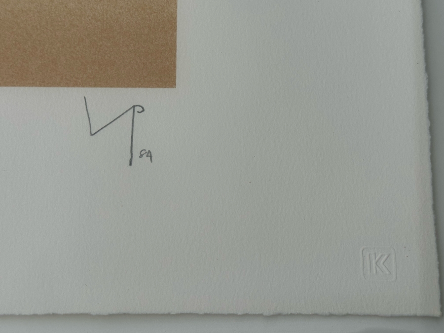 Victor Pasmore (1908-1998, British) Composite Image: Orange And Indigo 1984 Screenprint In Colors On Arches Paper Signed With Initials, Dated And Numbered 47 Of 70 Published By Marlborough Fine Art, London England 17 X 21 Framed 34 X 28 [Photo 7]