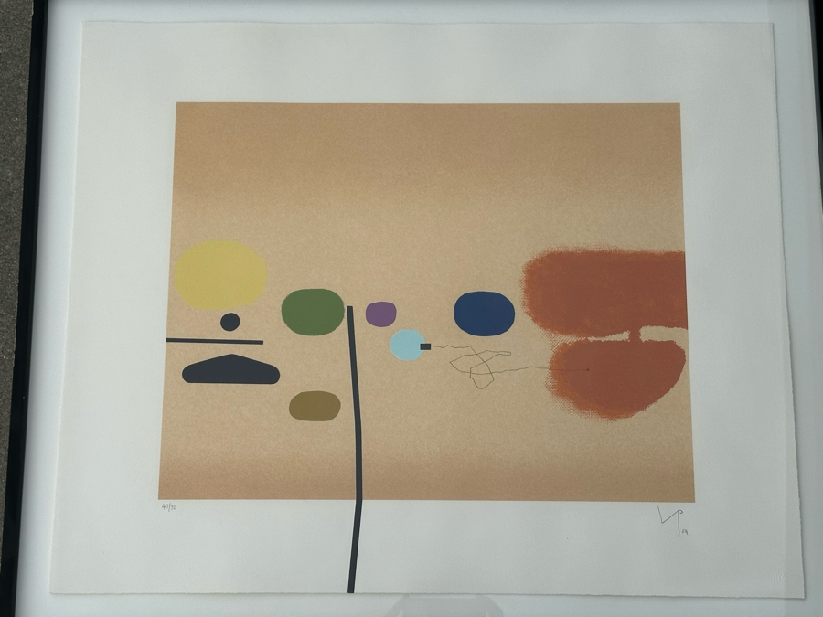 Victor Pasmore (1908-1998, British) Composite Image: Orange And Indigo 1984 Screenprint In Colors On Arches Paper Signed With Initials, Dated And Numbered 47 Of 70 Published By Marlborough Fine Art, London England 17 X 21 Framed 34 X 28 [Photo 6]