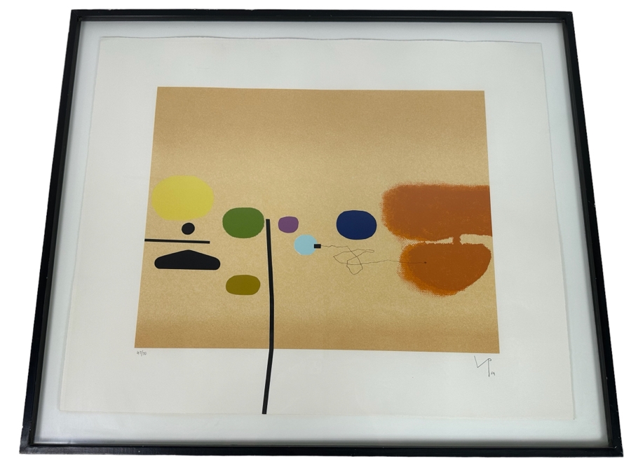 Victor Pasmore (1908-1998, British) Composite Image: Orange And Indigo 1984 Screenprint In Colors On Arches Paper Signed With Initials, Dated And Numbered 47 Of 70 Published By Marlborough Fine Art, London England 17 X 21 Framed 34 X 28 [Photo 2]