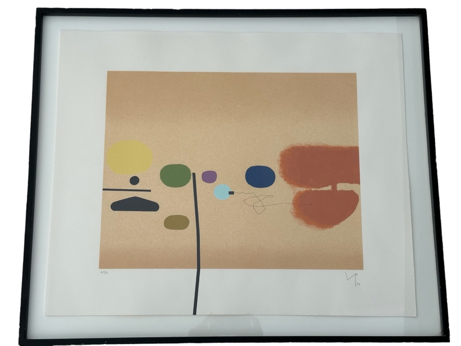 Victor Pasmore (1908-1998, British) Composite Image: Orange And Indigo 1984 Screenprint In Colors On Arches Paper Signed With Initials, Dated And Numbered 47 Of 70 Published By Marlborough Fine Art, London England 17 X 21 Framed 34 X 28 [Photo 3]