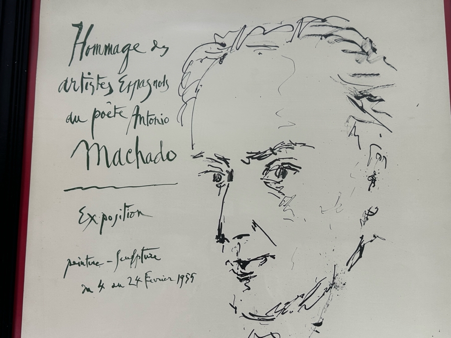 Pablo Picasso (1881-1973, Spanish) Original Hand Signed Lithograph School Of Paris Exhibition 'Hommage Au Poete Antonio Machado Paris 1955' 'Imp. Moderne Du Lion, Paris' Pencil Signed Picasso Lower Right 19.5 X 26 Framed 23 X 29 [Photo 4]
