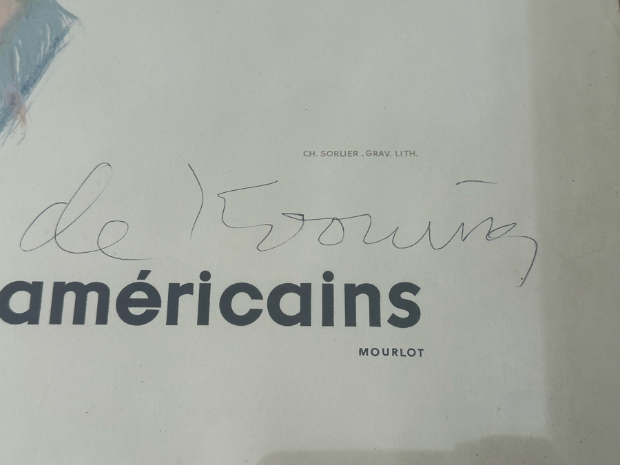 Willem De Kooning (1904-1997, Dutch/American) Hand Signed Original 1963 Paris Art Exhibition Poster Titled 31 Peintres Americains (31 American Painters) Charles Sorlier Lithograph Pencil Signed 'de Kooning' - Fernand Mourlot 26 X 36 Framed 30 X 39 [Photo 8]