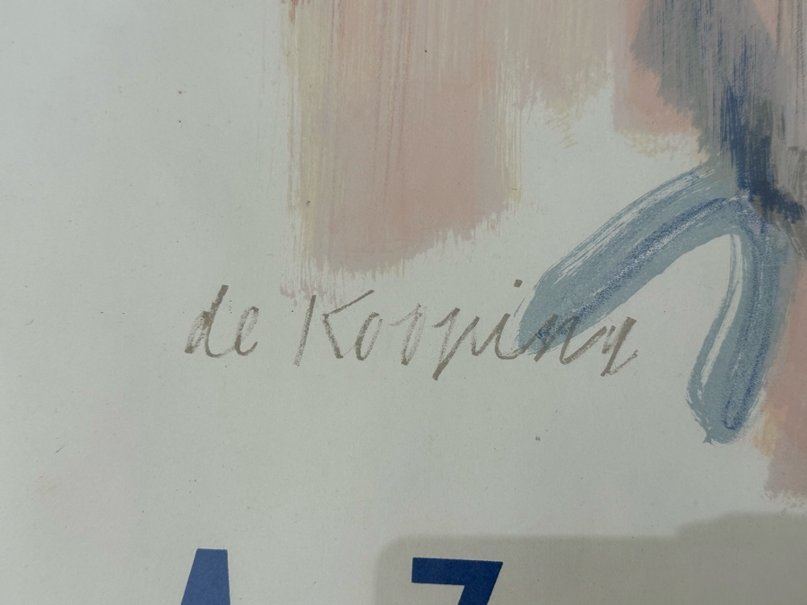 Willem De Kooning (1904-1997, Dutch/American) Hand Signed Original 1963 Paris Art Exhibition Poster Titled 31 Peintres Americains (31 American Painters) Charles Sorlier Lithograph Pencil Signed 'de Kooning' - Fernand Mourlot 26 X 36 Framed 30 X 39 [Photo 9]