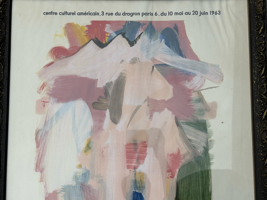 Willem De Kooning (1904-1997, Dutch/American) Hand Signed Original 1963 Paris Art Exhibition Poster Titled 31 Peintres Americains (31 American Painters) Charles Sorlier Lithograph Pencil Signed 'de Kooning' - Fernand Mourlot 26 X 36 Framed 30 X 39 [Photo 3]