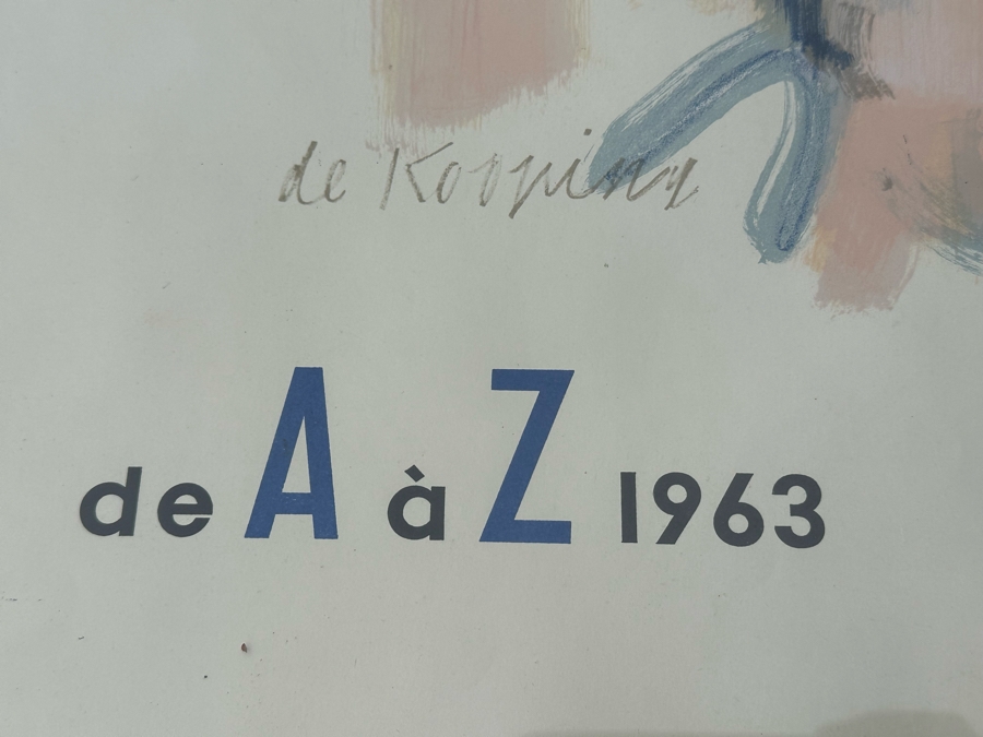 Willem De Kooning (1904-1997, Dutch/American) Hand Signed Original 1963 Paris Art Exhibition Poster Titled 31 Peintres Americains (31 American Painters) Charles Sorlier Lithograph Pencil Signed 'de Kooning' - Fernand Mourlot 26 X 36 Framed 30 X 39 [Photo 10]