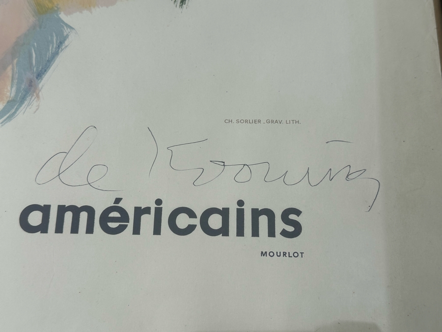 Willem De Kooning (1904-1997, Dutch/American) Hand Signed Original 1963 Paris Art Exhibition Poster Titled 31 Peintres Americains (31 American Painters) Charles Sorlier Lithograph Pencil Signed 'de Kooning' - Fernand Mourlot 26 X 36 Framed 30 X 39 [Photo 7]