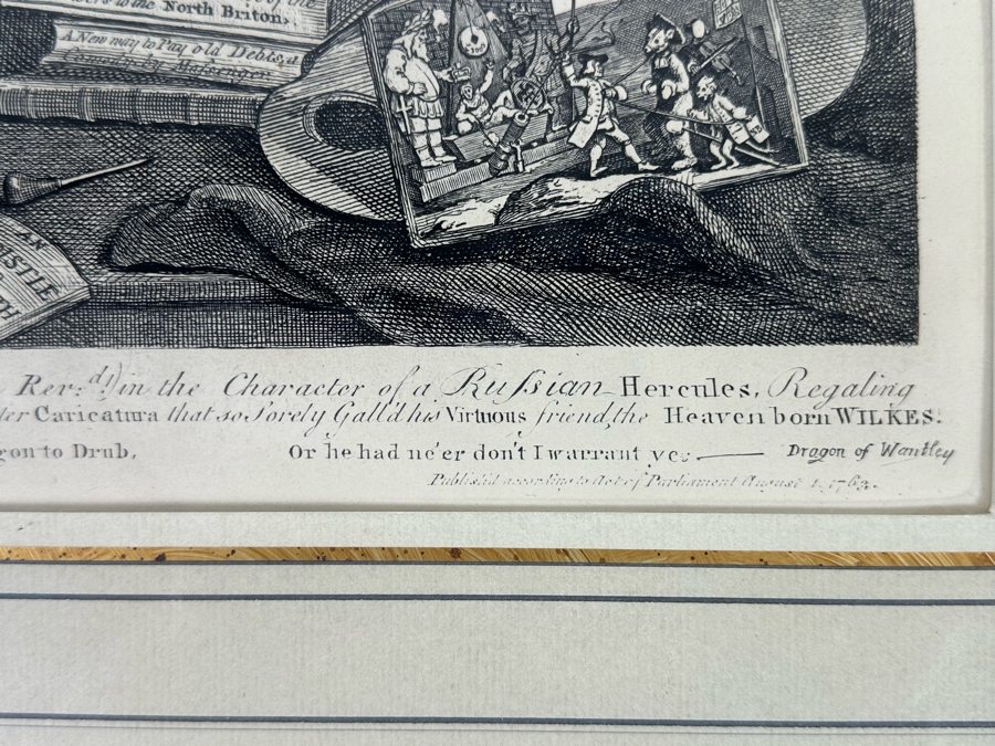 William Hogarth (1697-1764, British) Antique 2nd Printing 1850 Etching And Engraving 'The Bruiser (Caricature Of Charles Churchill)' 12 X 16 Framed 24 X 28 [Photo 13]