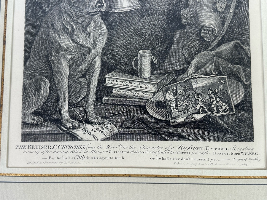 William Hogarth (1697-1764, British) Antique 2nd Printing 1850 Etching And Engraving 'The Bruiser (Caricature Of Charles Churchill)' 12 X 16 Framed 24 X 28 [Photo 11]