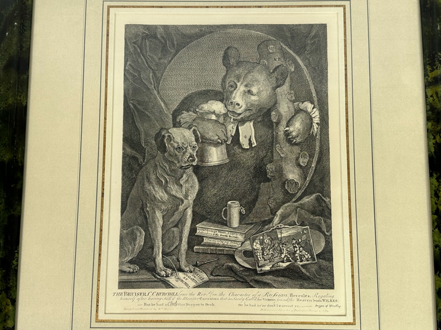 William Hogarth (1697-1764, British) Antique 2nd Printing 1850 Etching And Engraving 'The Bruiser (Caricature Of Charles Churchill)' 12 X 16 Framed 24 X 28 [Photo 3]