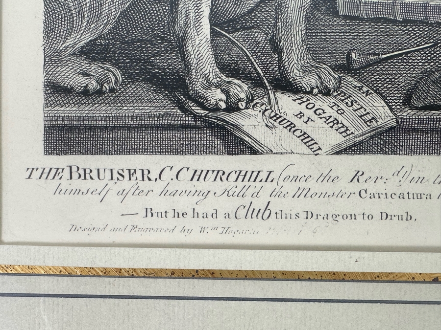 William Hogarth (1697-1764, British) Antique 2nd Printing 1850 Etching And Engraving 'The Bruiser (Caricature Of Charles Churchill)' 12 X 16 Framed 24 X 28 [Photo 12]