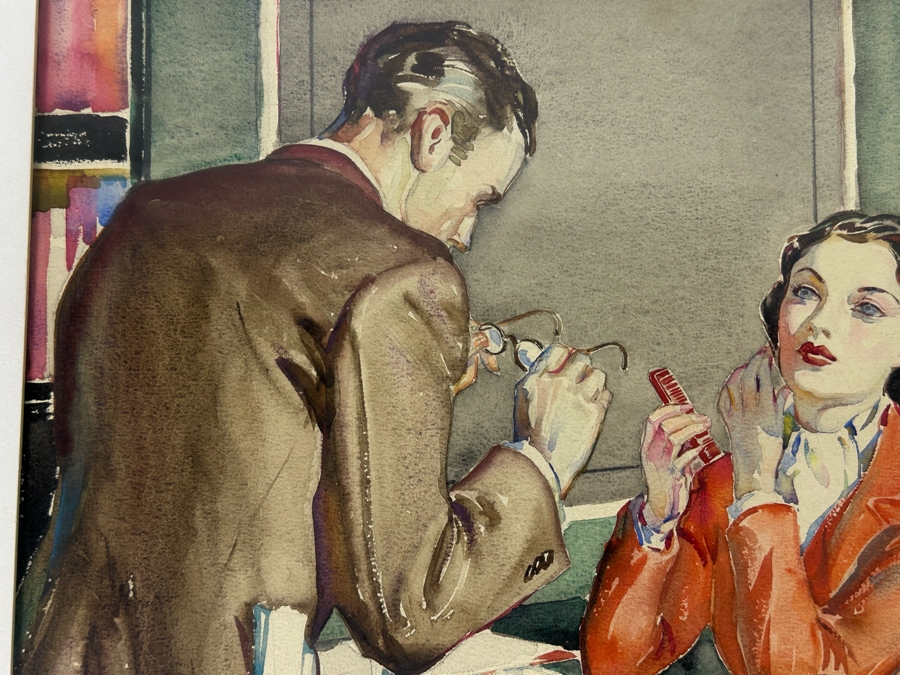 Original Watercolor Illustration For Woman's Home Companion February Issue Office Scene 24.5 X 18 Framed 33.5 X 28 [Photo 9]