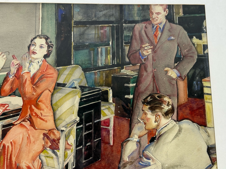 Original Watercolor Illustration For Woman's Home Companion February Issue Office Scene 24.5 X 18 Framed 33.5 X 28 [Photo 12]