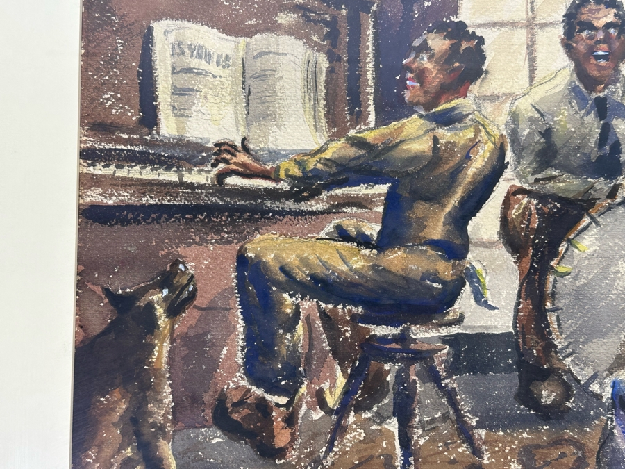 Original Jazz Band Mixed Media Drawing On Paper By Ray Fuchs 22 X 15 Framed 34 X 27 [Photo 5]