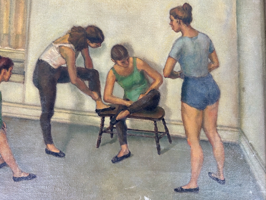 Original Painting On Canvas Of Ballet Girls Signed Apert 26 X 20 [Photo 5]
