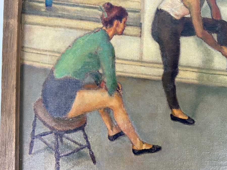 Original Painting On Canvas Of Ballet Girls Signed Apert 26 X 20 [Photo 7]
