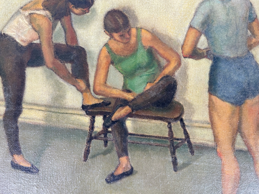 Original Painting On Canvas Of Ballet Girls Signed Apert 26 X 20 [Photo 6]