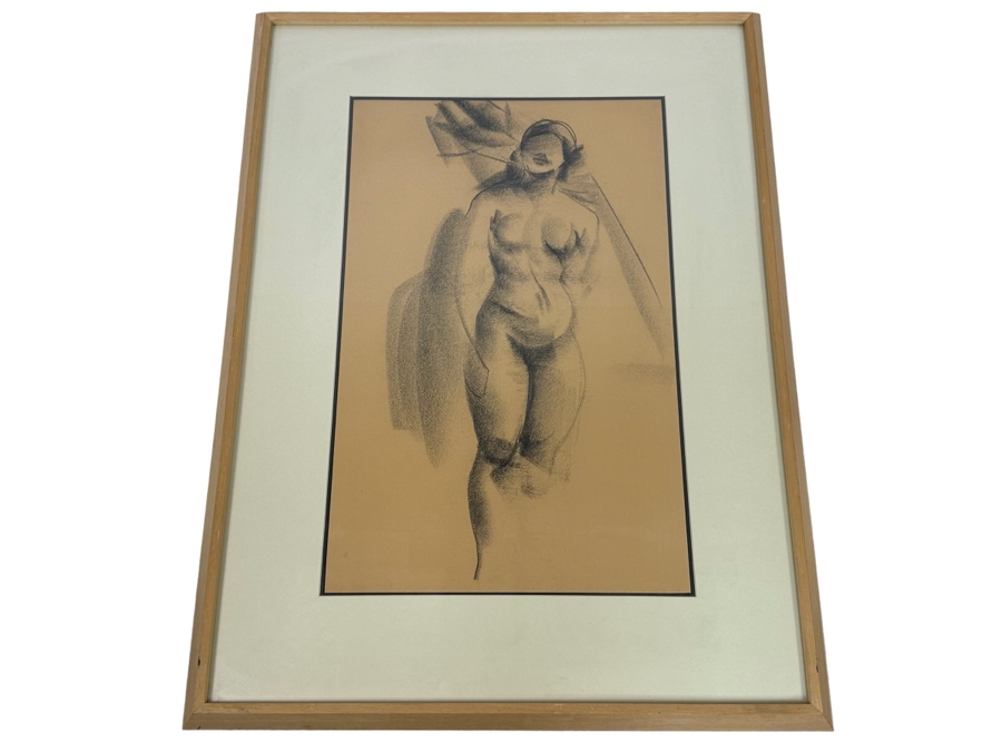Abstract Nude Drawing On Paper 14 X 23 Framed 24.5 X 32.5 [Photo 2]
